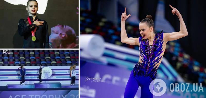 Украинская гимнастка выиграла "золото" на Кубке мира и ушла с награждения, чтобы не фотографироваться с россиянкой и белоруской. Видео